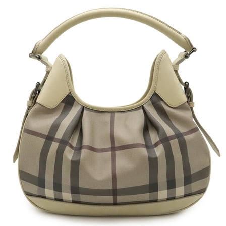 Pre-Owned BURBERRY Checked shoulder bag in PVC and leather beige brown (Good)