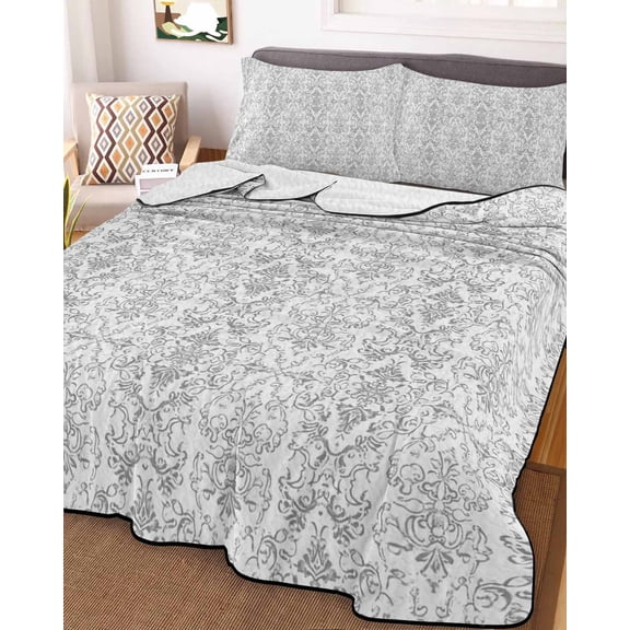 Boho Black Pattern King Size Down Alternative Comforter,Lightweight Comforter Quilt Bedding Set with Pillow Shams Modern Geometric Southwestern Vintage All Seasons Bed Comforter Duvet Insert 96"x106"