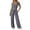 Gray, variant on Women's Ribbed Two Piece Set, Square Neck Crop Top and High Waist Wide Leg Pants Set, Casual Summer Outfit with Side Pockets, Fashion Two Piece Outfit for Going Out Outfits Beige