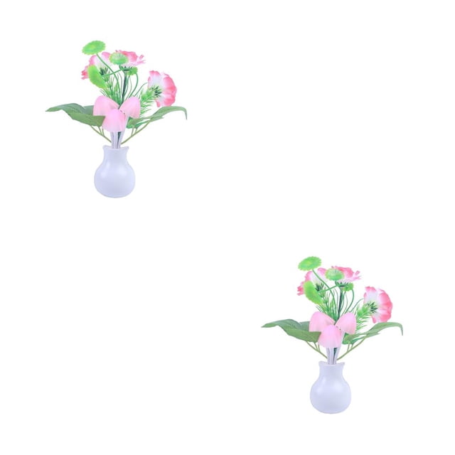 Bewildely Night Light Flower Sensor Control Decor Bedside Lamp Kids Home LED 0.5W Glow Wall Socket 220V Bedroom tipo 4 rosa 2piezas Bewildely CBP008148
