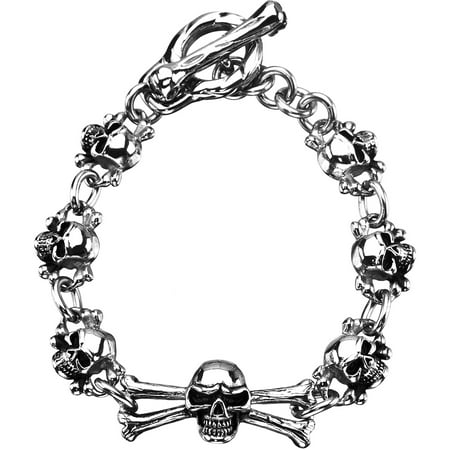 Steel Art Stainless Steel Skull Bracelet, 7.5