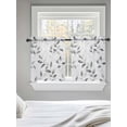 thumbnail image 5 of Gray Leaves Tier Curtains 36 Inch Length, Sheer Curtains for Bedroom Living Room Window Spring Rustic Branches Botanical Rod Pocket Voile Drapes Kitchen Curtains Small Half Window 27.5"x36" 2 Panels, 5 of 6