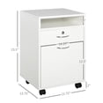 thumbnail image 2 of White Vertical Filing Cabinet with Lock - Mobile Office Storage, 23.6" High, 2 Keys & Wheels for Home & Office Use - Particle Board Cabinet, 2 of 7