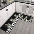 thumbnail image 3 of Merry Christmas Kitchen Rugs and Mats Set of 2,Buffalo Plaid Christmas Tree Kitchen Mat,Xmas Winter Holiday Non Slip Low-Profile Sink Mat Decorations for Home Kitchen 17x47+17x30 In Black Edging, 3 of 7