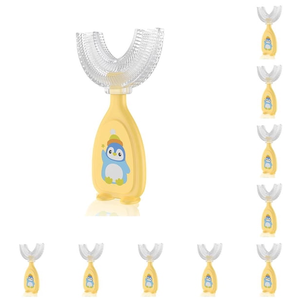 Cepillo de silicona portátil en forma de U Kearding 10Conjunto amarillo claro L