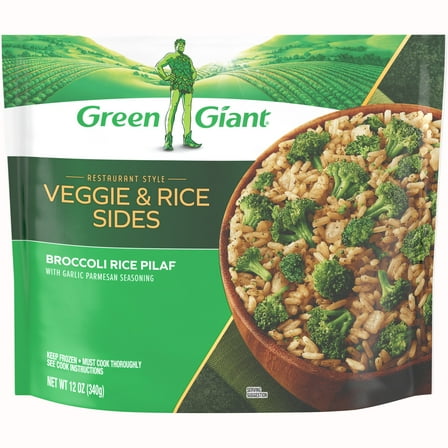 Green Giant Restaurant Style Broccoli Rice Pilaf with Garlic Parmesan, 12 oz Bag (Frozen Vegetables)