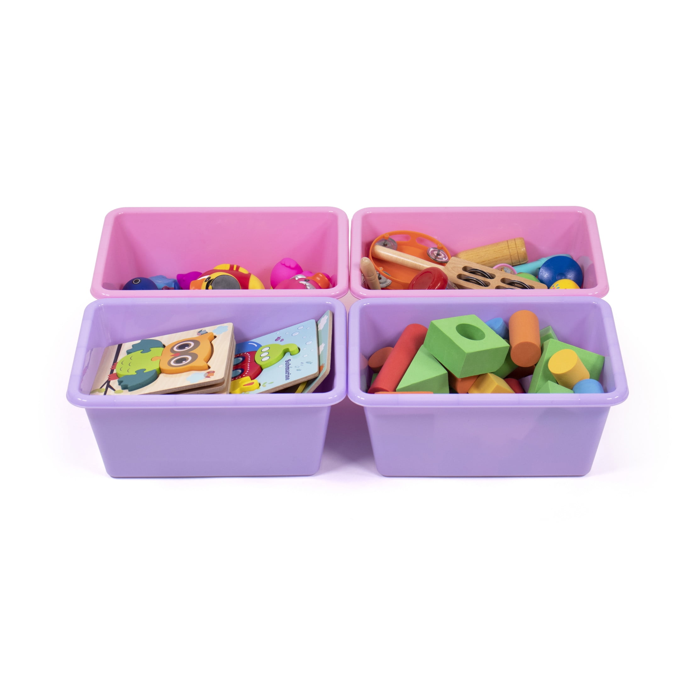 Humble Crew Standard Plastic Storage Bins, Set of 4, Pink/Purple