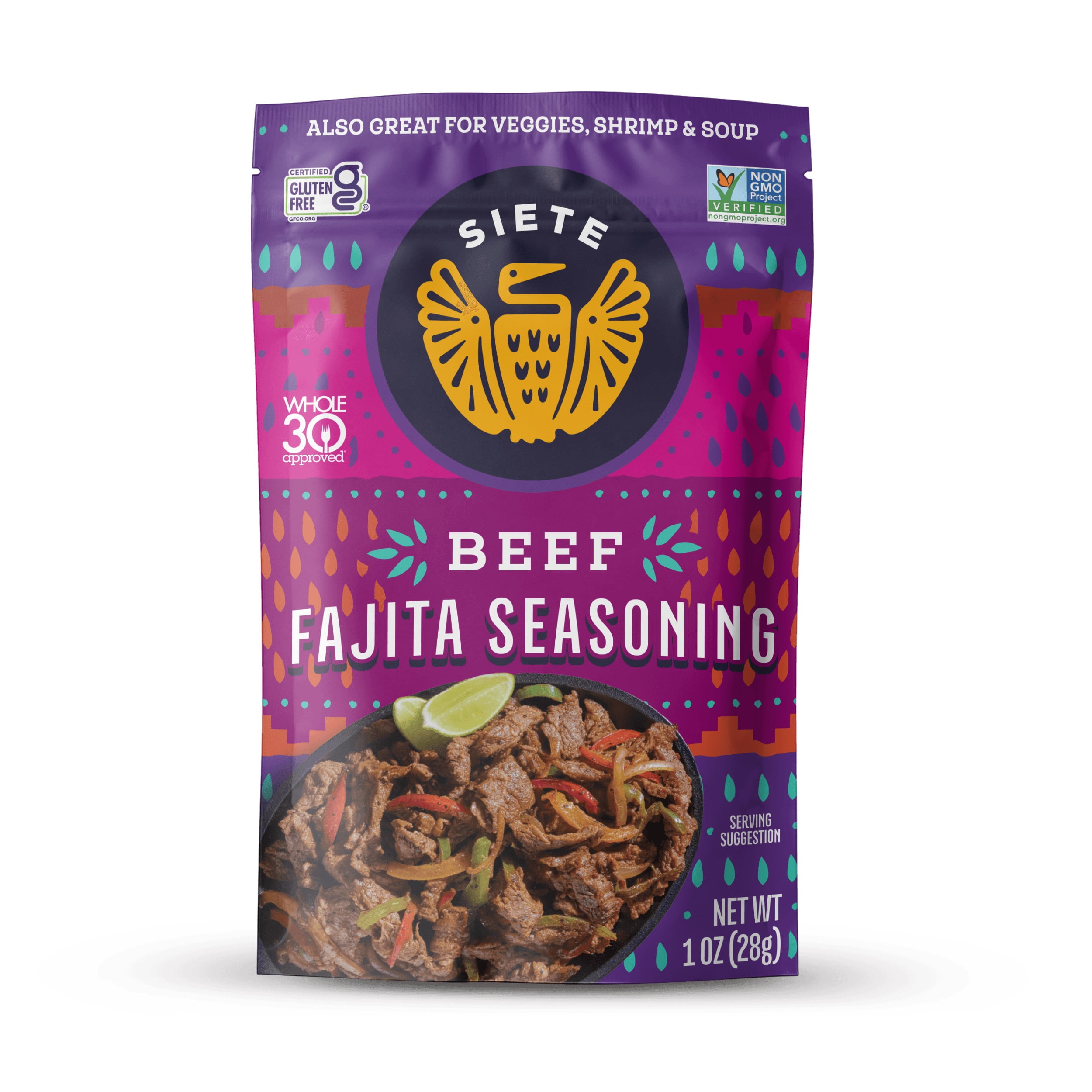 (12 pack) Siete Family Foods Beef Fajita Seasoning, 1oz packet