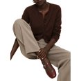 thumbnail image 2 of Women Crew Neck Drop Shoulder Button Down Cropped Knit Cardigan Chestnut Color XXL, 2 of 8