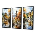 thumbnail image 3 of Designart "Golden Pavilion Japon wall decor II" Japanese Framed Wall Art Set Of 3 - Yellow Japan Art Frame Gallery Wall Set For Home Decor, 3 of 7