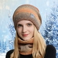 thumbnail image 2 of wendunide Scarf ,Hat,& Gloves Autumn And Winter Korean Version Of The Gradient Color Wool Hat Thickened Warm Ear Protection Cold Knitted Hat Two Piece Set, 2 of 4