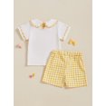 thumbnail image 6 of Baby Toddler Girls Shorts Clothing Set, 6 12 18 Months Short Sleeve Doll Collar Embroidery T-shirt with Plaid Shorts Summer 2-piece Outfit, 6 of 9