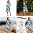 thumbnail image 5 of Xixirimido Blue Roses Floral Print Hawaii Couple Matching Outfit Men's Hawaiian Shirt and Women's Summer Sleeveless Dress Soft Midi Beach Dresses Matchable Couple Outfits, Size XL, 5 of 7