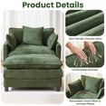 thumbnail image 5 of Accent Chair with Ottoman, Legahome 40"Wide Oversized Chenille Upholstered Lounge Chair, Comfy Reading Armchair with 3 Pillows, Barrel Chair Reading Chair for Living Room Bedroom, Green, 5 of 10
