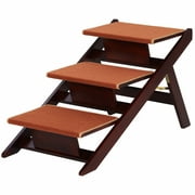 Pawhut 2-in-1 Portable Folding Safety Pet Stairs, Ramp for Dogs and Cats, Wood, 19.5" H
