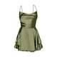 thumbnail image 4 of Vestido de satén con tirantes halter y corte en A para mujer - Estilo elegante y sexy para el verano, material de poliéster, diseño liso, 4 of 6