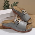 thumbnail image 4 of Xdegoge Women's Flat Slide Sandals Open Toe Summer Shoes Metal Buckle Slip On Casual Beach Vacation Cozy Daily Walking Footwear, 4 of 8
