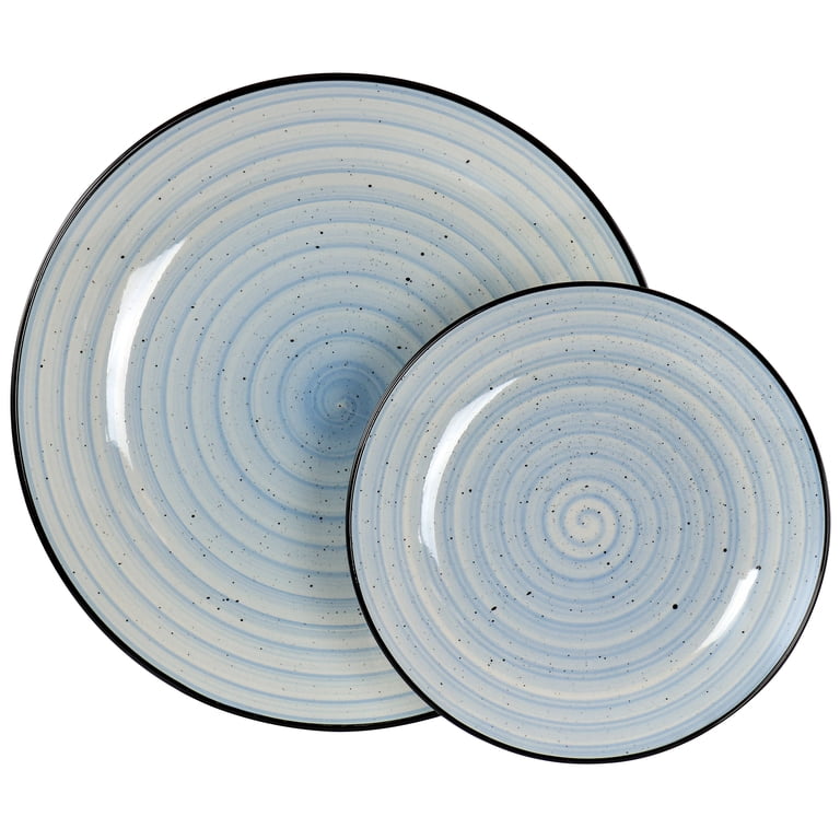 Elama Gia 24-Piece Stoneware Dinnerware Set, Light Blue photo 6