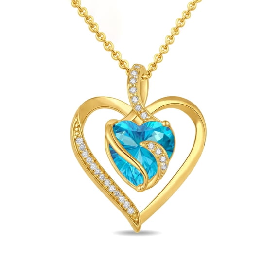 Taioiat Heart Necklace for Women 14K Gold Plated Infinity December Birthstone Pendant Necklace Jewelry Gifts for Her Wife Girlfriend Mom on Birthday Anniversary Mother's Day