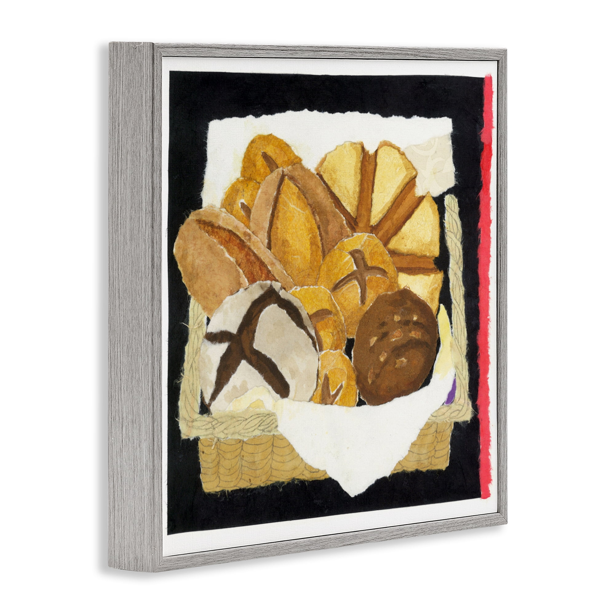 Stupell Industries Bread Box and Stripe Gray Framed Giclee Art, design by Nancy Overton