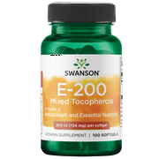 Swanson Vitamin E Mixed Tocopherols 200 Iu 100 Softgels