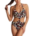 thumbnail image 1 of Gibobby Trajes de Baño Mujer Completo Trajes de baño de leopardo para mujer con cuello en V, anillo de metal, traje de baño con tiras, Monokini fruncido(A,CH), 1 of 5