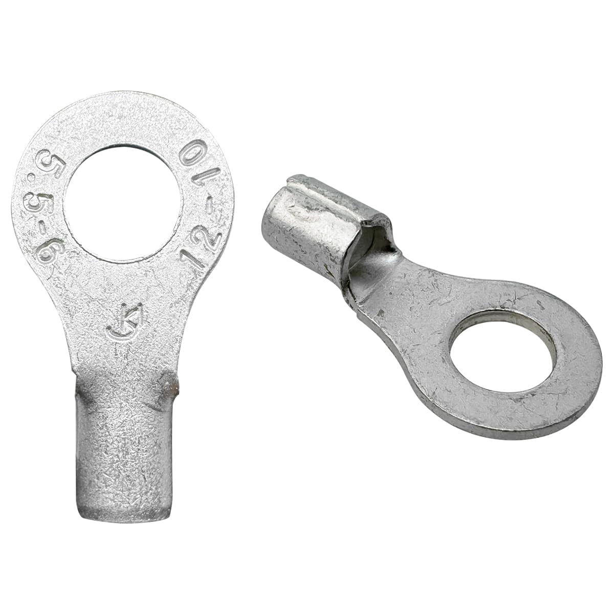 50pcs Non-Insulated Ring Terminal, 12-10 Wire Crimp Connector, 1/4 Inch Rod Type Red Copper Crimp Terminals