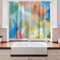 thumbnail image 2 of Ambesonne Abstract Expressionist Kitchen Curtains, Pastel Marks, 55"x30", Salmon Avocado Green Blue, 2 of 3
