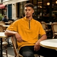 thumbnail image 6 of Golf Shirts for Men Half Zipper Relaxed Fit Drop Shoulder Summer Tee Classic Breathable Comfortable Style Solid Top, XL, 6 of 7
