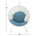 thumbnail image 3 of Decmode Eclectic 70 X 48 Inch Rattan Outdoor Pod Chair With Blue Cushion, White, 3 of 3