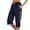 a-Navy21248, variant on VNKIDY Womens High Waist Drawstring Elastic Waist Capri Pants Contrast Side Stripe Trim Side Pocket Loose Fit Casual Athletic Trousers For Sports Daily Wear Navy M