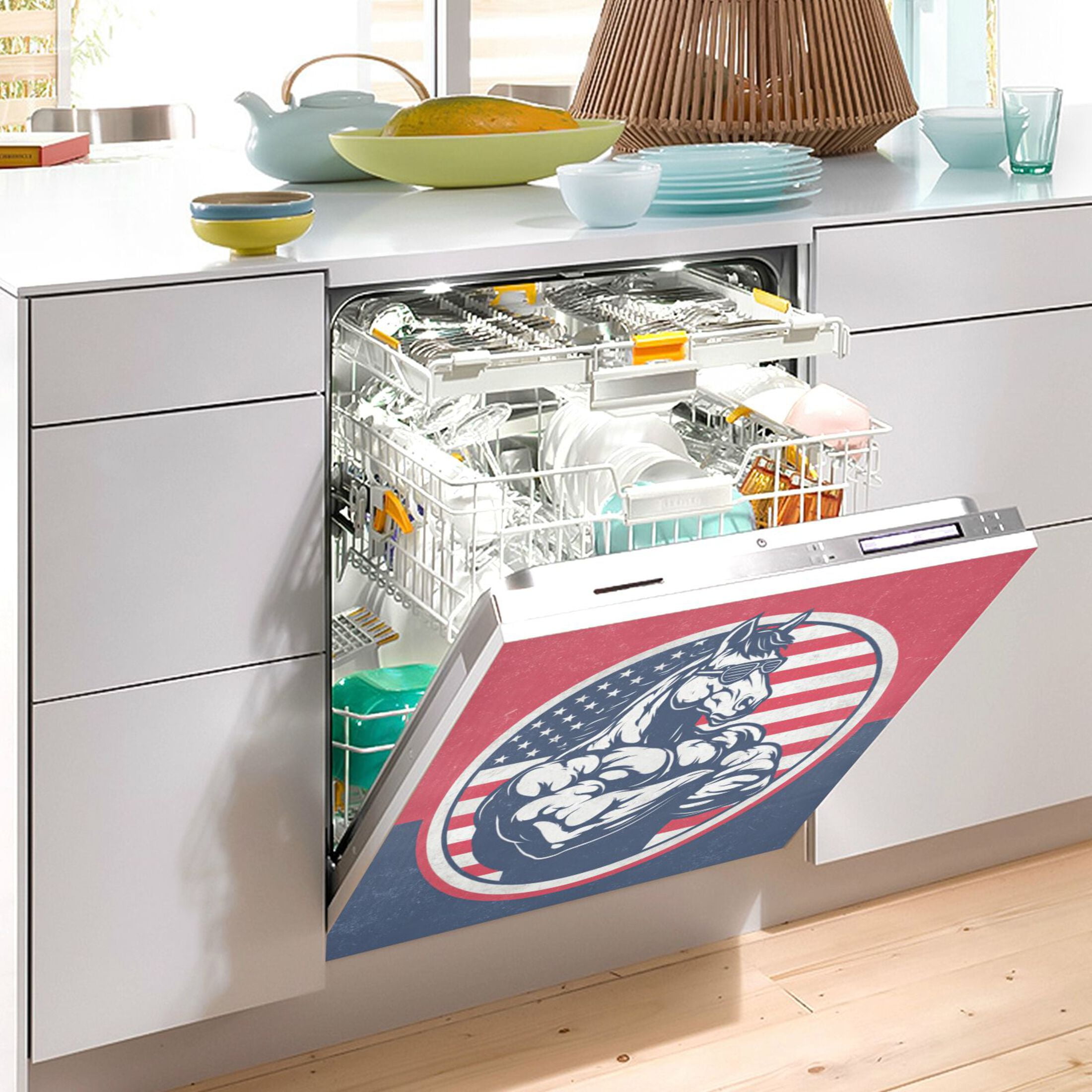 Dishwasher Magnetic Refrigerator Magnet Cover Sticker Home Decorative 23"x26" Muscular Horse