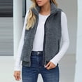 thumbnail image 2 of Uhndy Jackets for Women, Women Fashion Solid Zippers Pocket Color Jacket Plush Sleeveless Lapel Vest Loose Coat Winter Coats Christmas Gifts for Women, 2 of 6