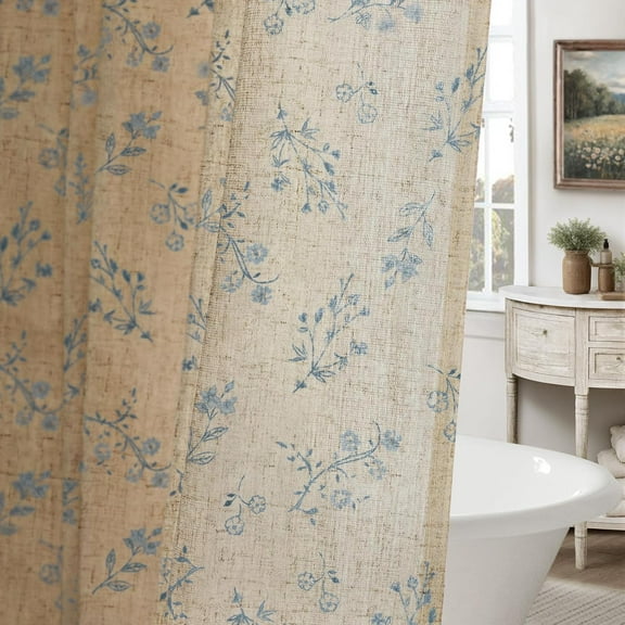 Floral Farmhouse Vintage Shower Curtain French Country Shower Curtains for Bathroom, 60Wx72H