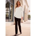 thumbnail image 3 of Roaman's Women's Plus Size Drop Needle V-Neck Lightweight Sweater Knit, 3 of 6