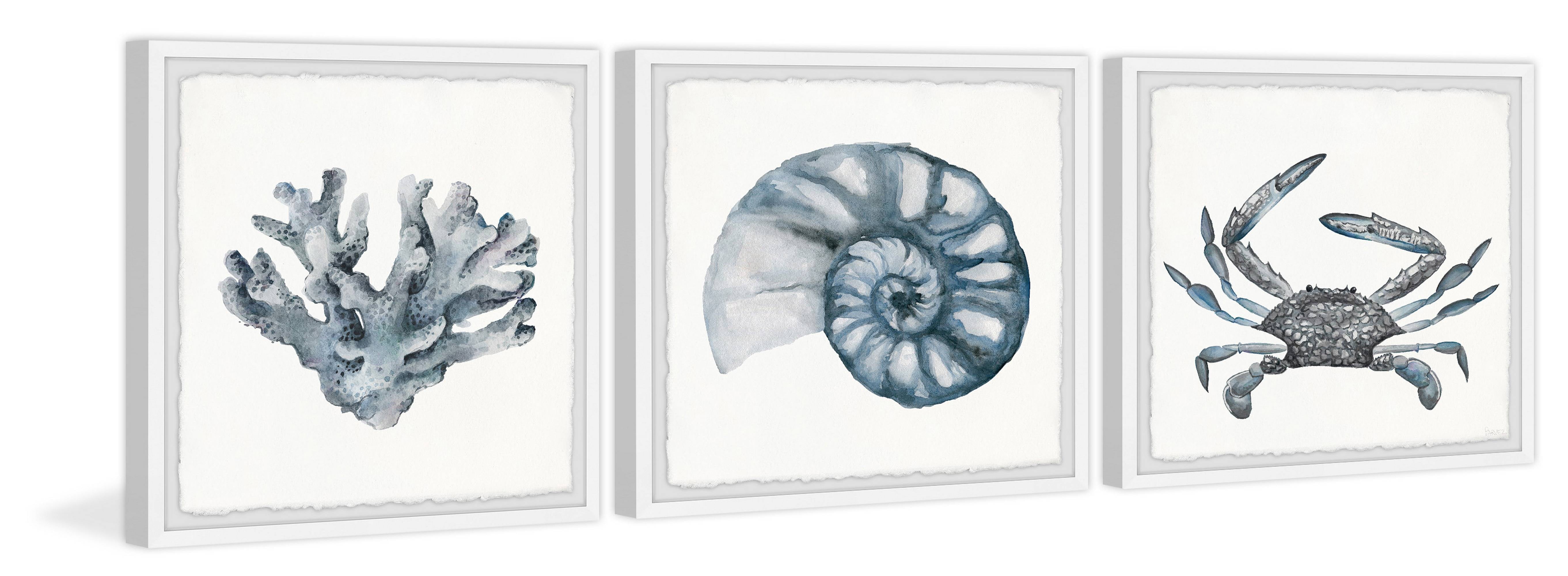 Parvez Taj Bluish-Gray Sea Triptych