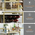 thumbnail image 2 of BENOSS 3-Tier Bar Cart with Wine Rack and Glass Cup Storage, Mobile Serving Wine Cart on Wheels, Modern Drink Trolley for Coffee Tea Wine, Beverage Bar Table for Home Kitchen Party, Golden, 2 of 11