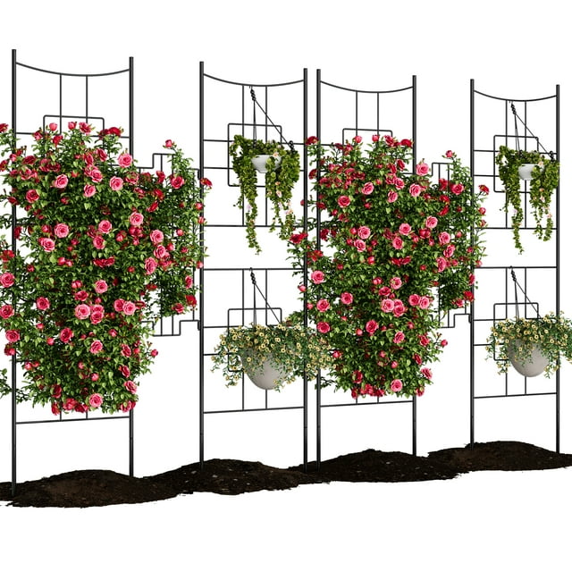 QinaQin Pergola de Jardin en Métal de 5,5 Pi, Arche Résistante à la Rouille Noire pour Roses Grimpantes, Vignes, Fleurs et Écran d'Intimité