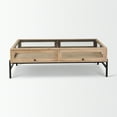 thumbnail image 4 of Arelius Rectangular Light Brown Wood Black Metal Base Display Coffee Table, 4 of 6