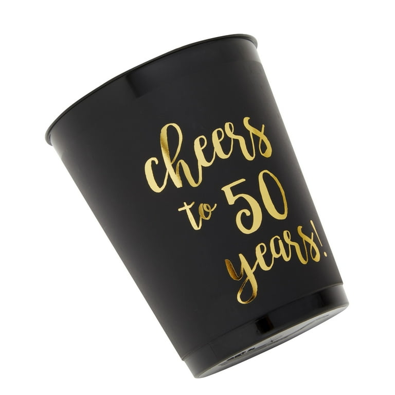 16 Pack Cheers to 60 Years Plastic Party Cups - 60th Birthday Decorations  for Men and Women, Anniversaries (Black, 16 oz) 