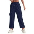 thumbnail image 2 of BLCHUNen Cargo Pants for Women Casual Lightweight Drawstring Elastic Waist Loose Leisure Sports Workout Pants with Pockets, 2 of 9