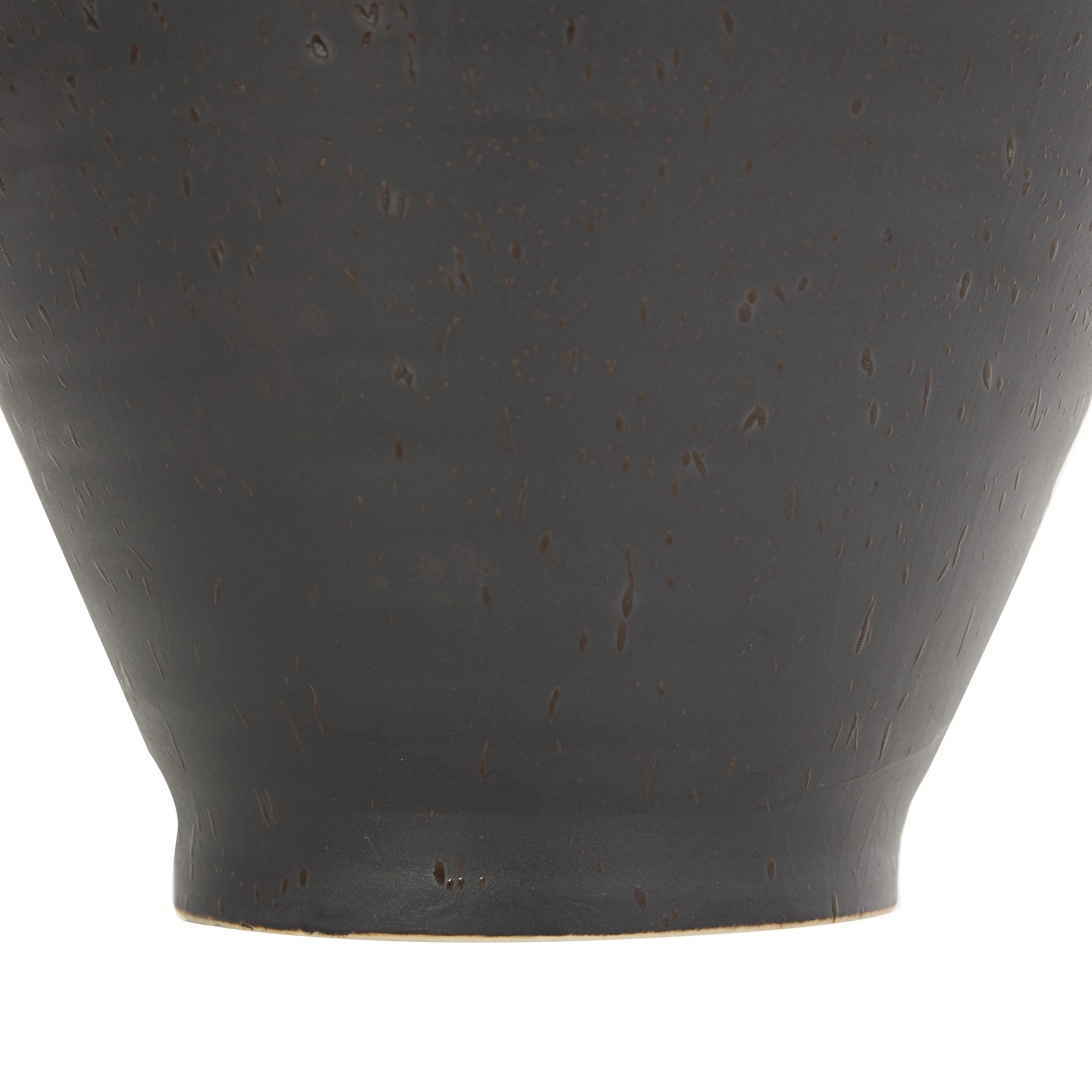 DecMode 15" Amphora Black Ceramic Vase with Speckled Texture and Ring Handles