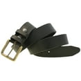 thumbnail image 2 of Mens 1 1/2 Wide Black Bridle Leather Belt Square Antique Brass Buckle, 2 of 4