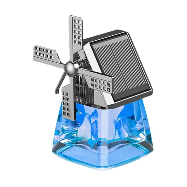 Solar-Powered Windmill Aroma Car Freshener,Rotating Aromatherapy Diffuser Ornament,Cute Car Aromatherapy Diffuser Windmill Design,Car Essential Oil Aromatherapy, Long Lasting, Auto Interior Decor