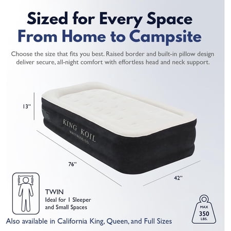 13 Inch Twin Air Mattress with Built-in High-Speed Pump - Inflates in 90 Seconds, Sleeps Like a Real Bed for Guests Camping