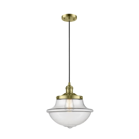 Innovations 1-LT LED Oxford School House 12" Pendant - Antique Brass - 201C-AB-G542CL-LED