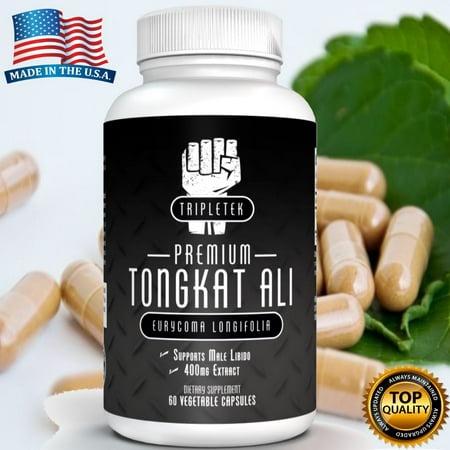 TripleTek Premium Tongkat Ali Extract, Natural Testosterone Booster, Potent 400mg To Naturally Support Low T, Libido, Lean Muscle Mass, Overall