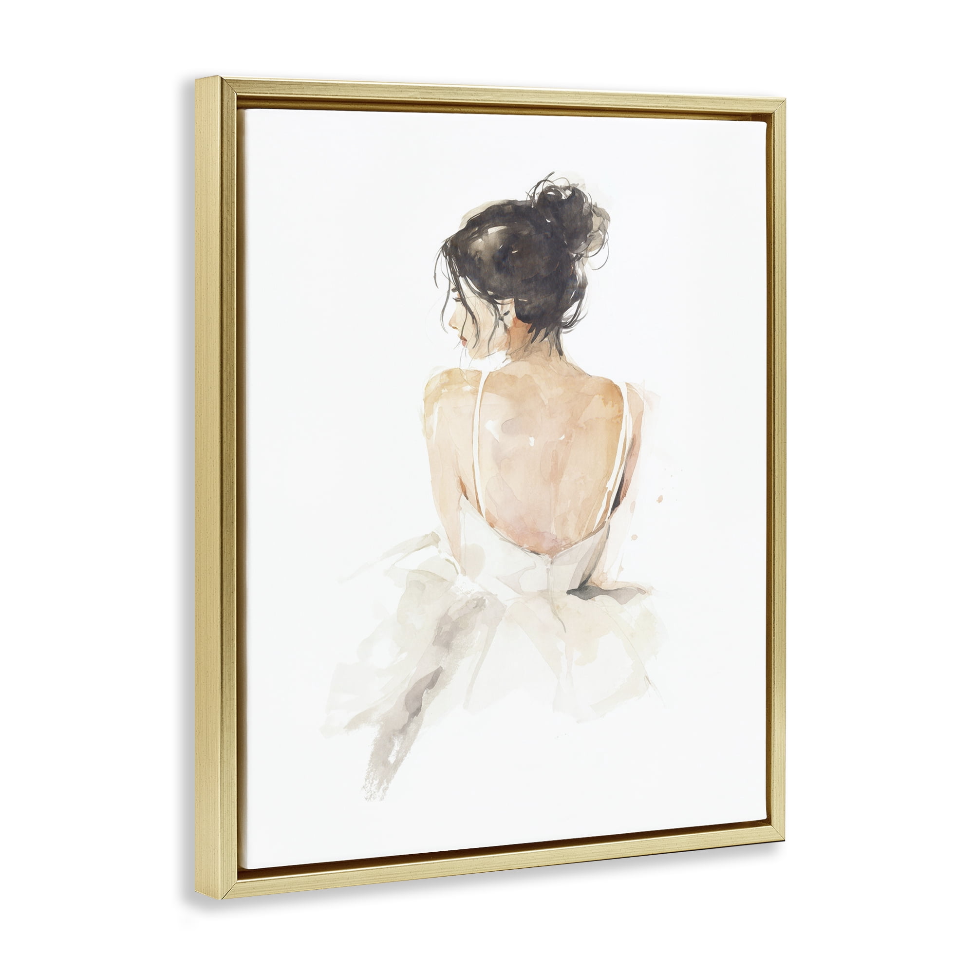 Stupell Industries Feminine Serenity Woman Gold Framed Floater Canvas Wall Art, design by Svetlana Aleynikova