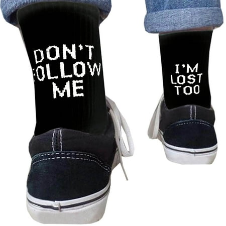 

Mishuowoti Don t Follow Me I Am Lose Too Socks Cotton Socks Fun Printing Medium Long Socks