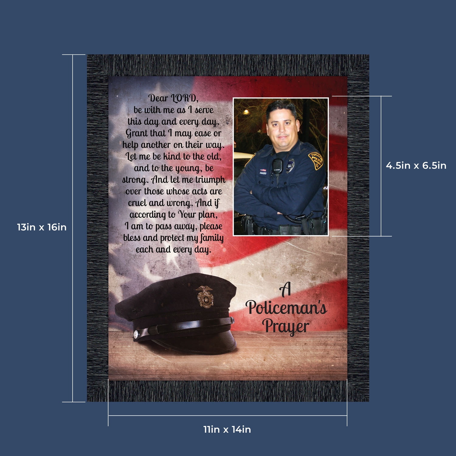 Police Officer Gifts, Law Enforcement Gifts, Police Gifts for Men, Gifts for Cops, First Responders, Sheriff, Deputy or State Police, Picture Framed Wall Art for the Home or Police Station, 5004CH